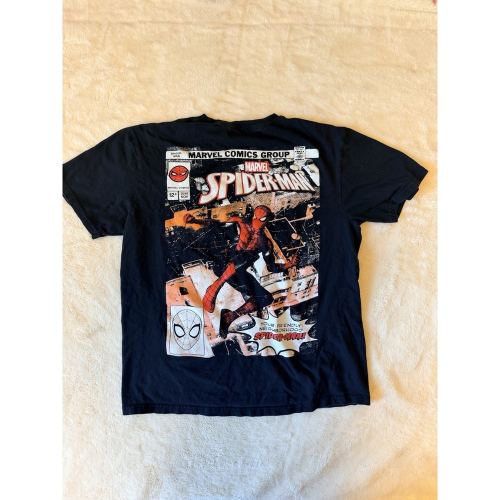 Marvel Spiderman Logo Black T-Shirt Men's Size M Comic Book Graphic Tee